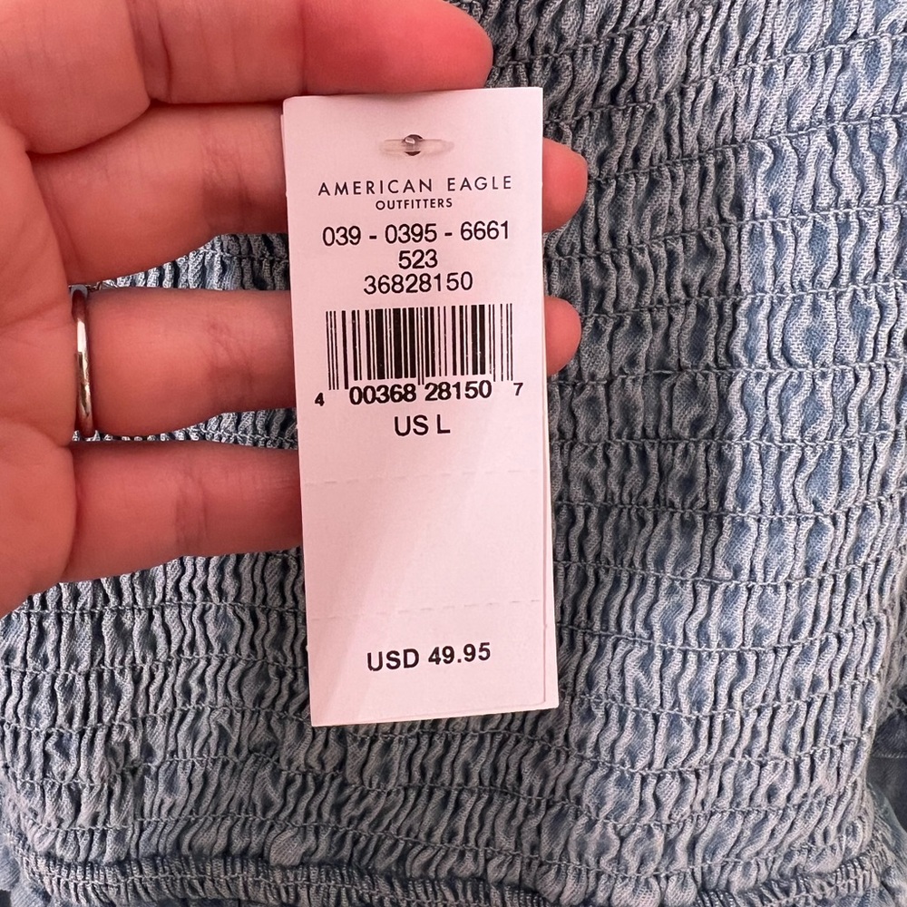 NWT American Eagle Outfitters Smocked Mini Dress- Sz: L - Picture 6 of 13